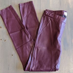 Wilfred Burgundy Faux Leather Leggings, Size XS